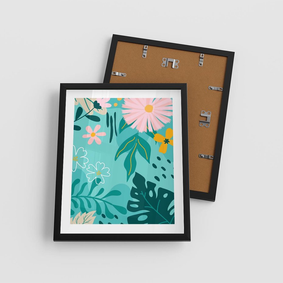 Plakat w ramie 40x50 - Kwiatowe Wibracje - pastelowa kompozycja, kwiaty - rama czarna