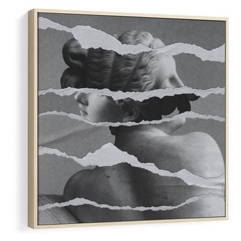 Obraz w ramie 50x50 - Kolaż z Antyczną Rzeźbą - antyczna rzeźba, kolaż ze zdjęć - rama drewno