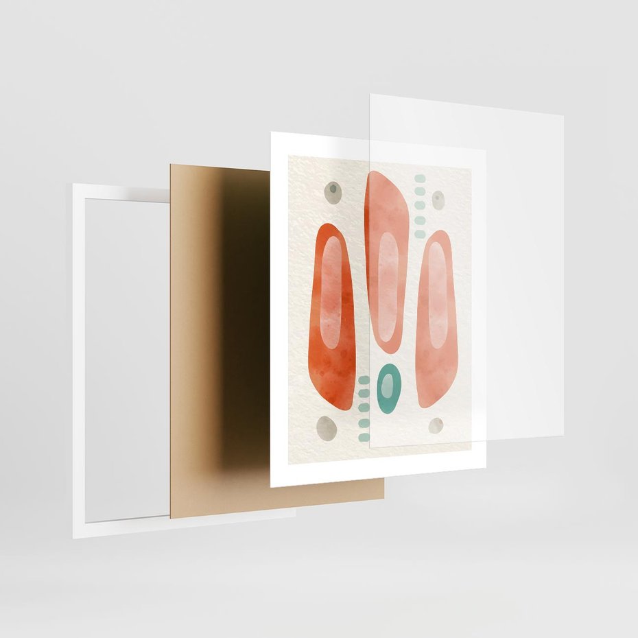 Plakat w ramie 40x50 - Księga Barw - abstrakcyjne formy, dominujący kolor pomarańczowy - rama biała