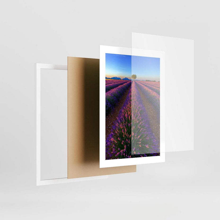 Plakat w ramie 30x40 - Fioletowa Magia - pole, lawendy - rama biała