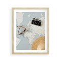 Plakat w ramie 40x50 - Świat w Kadrze - mapa, aparat - rama drewno