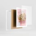 Plakat w ramie 30x40 - Blask Natury - złote, liście - rama biała