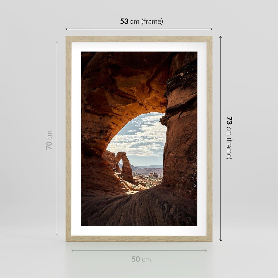 Plakat w ramie 50x70 - Magia pustynnego kanionu - pustynia, kanion - rama drewno