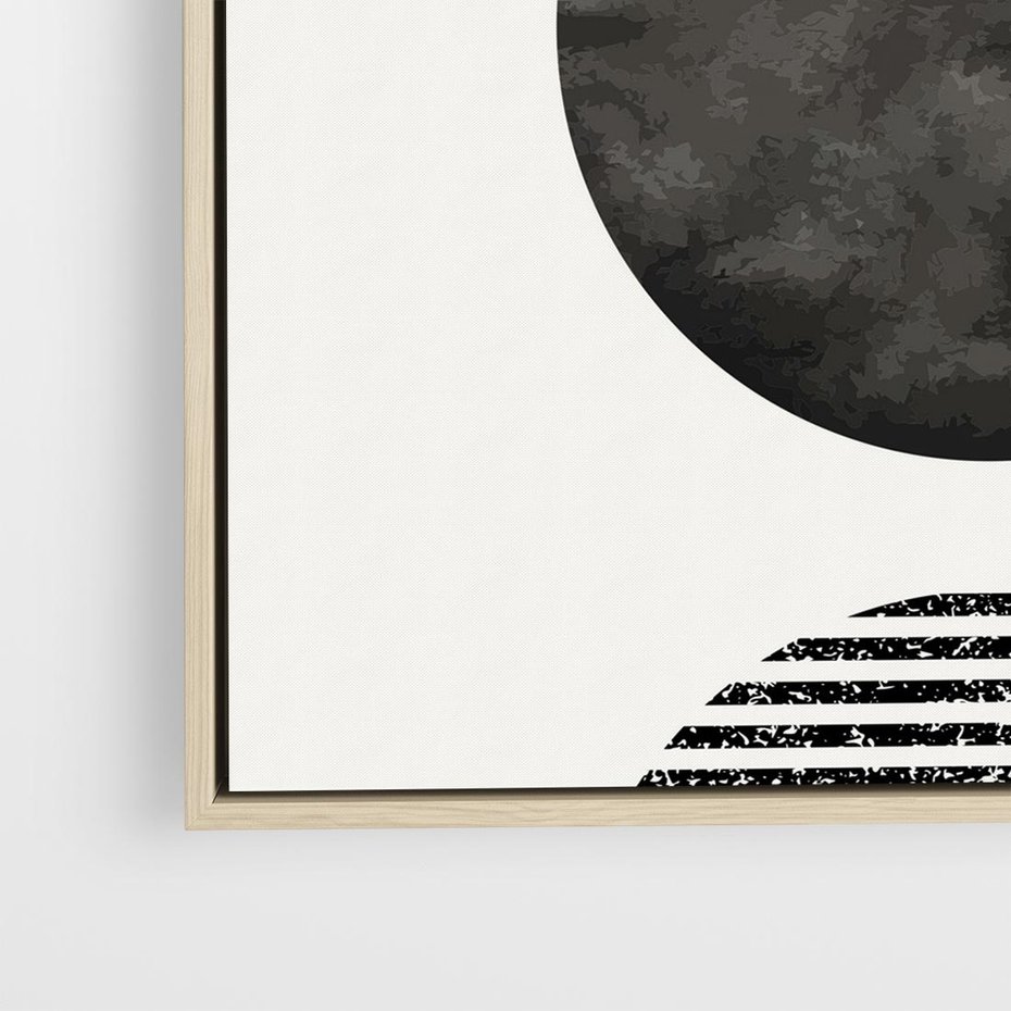 Obraz w ramie 50x50 - Tajemnicza Kompozycja - abstrakcyjne czarno białe formy, minimalizm - rama drewno