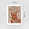 Plakat w ramie 40x50 - Kobiece Retro - minimalistyczny boho plakat, retro kobieta w stroju kąpielowym - rama biała