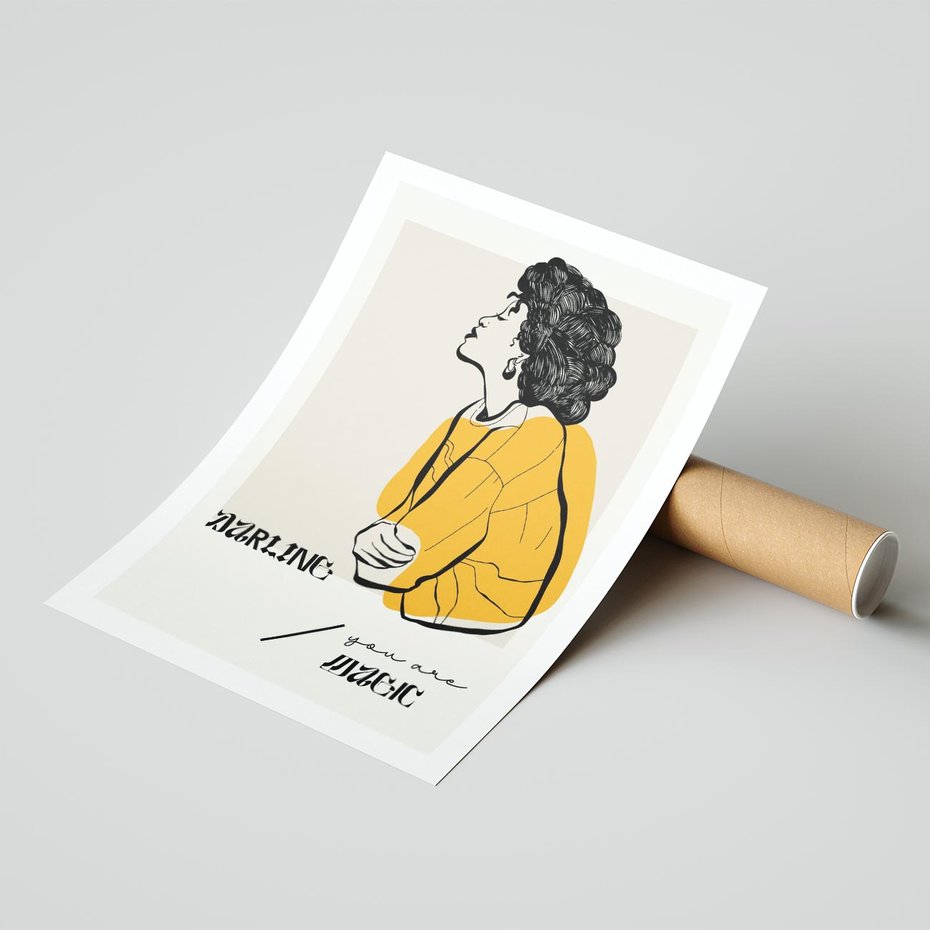 Plakat bez ramy 30x40 - Siła Kobiety: Plakat ze Szkicem - kobieca grafika, plakat