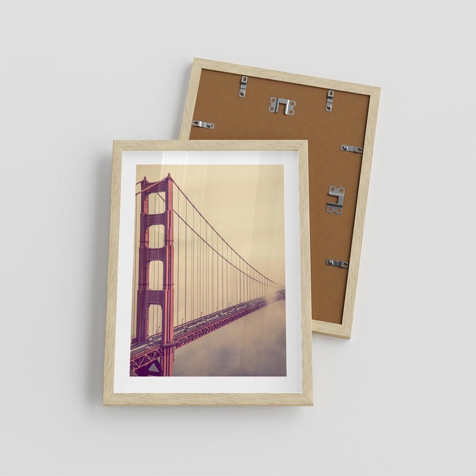 Plakat w ramie 30x40 - Most w mgle z perspektywą - most, perspektywa - rama drewno