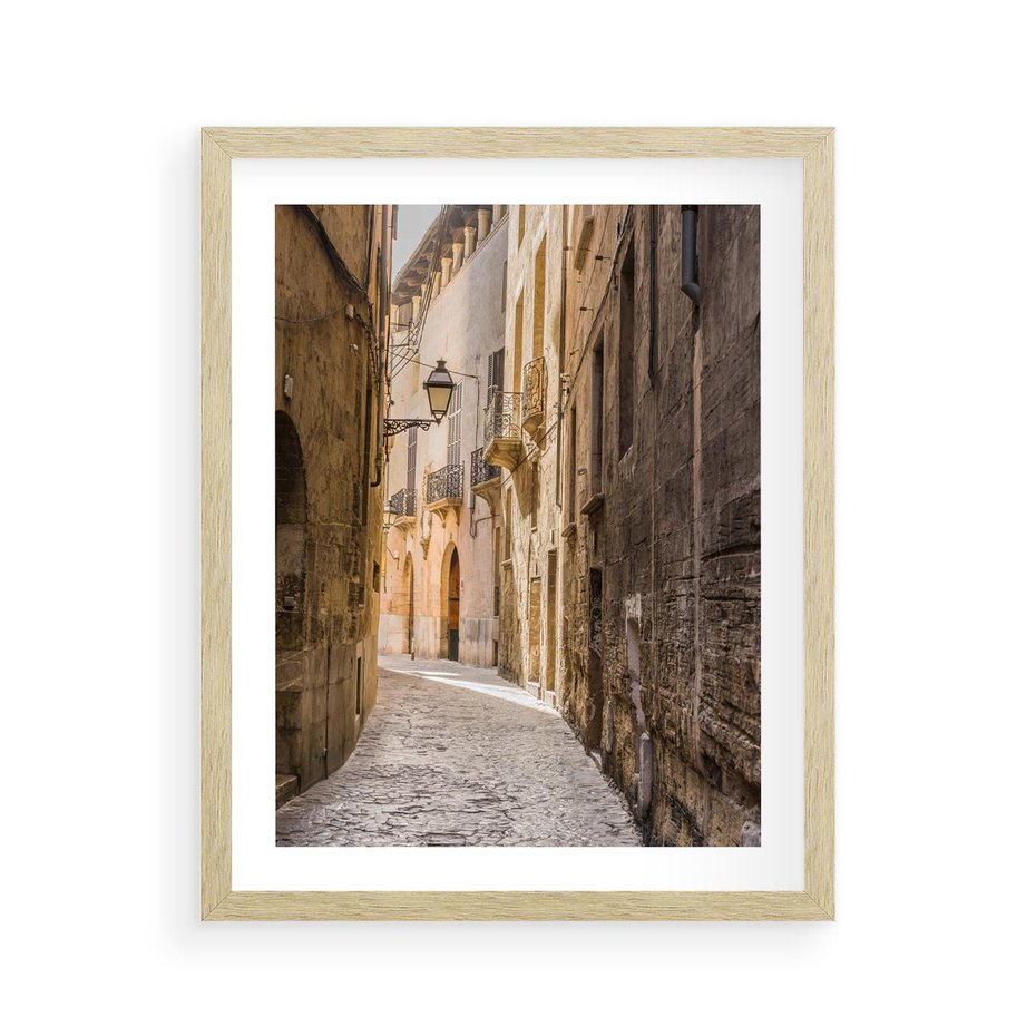 Plakat w ramie 40x50 - Perspektywa Uliczki - uliczka, perspektywa - rama drewno