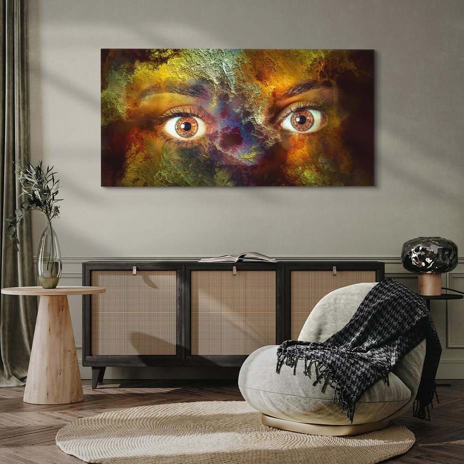 Obraz na płótnie 120x60 - Twarz w abstrakcji - twarz, abstrakcja