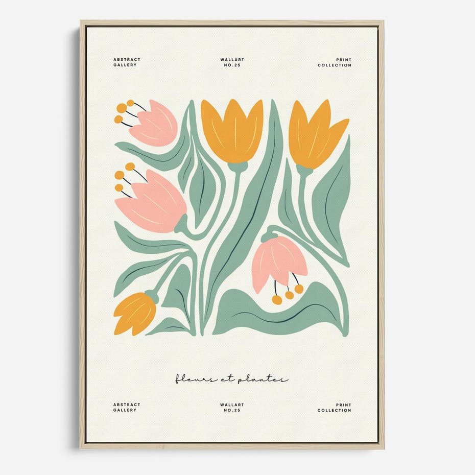 Obraz w ramie 50x70 - Tajemnicza Aura - kwiaty, nowoczesna abstrakcja - rama drewno