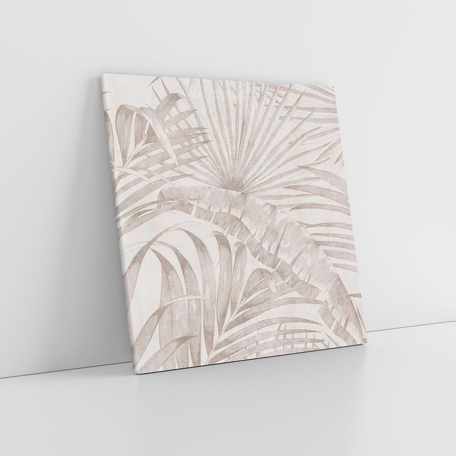 Obraz na płótnie 40x40 - Odsłonięte liściowe wspomnienia - monochromatyczne, kolory sepii