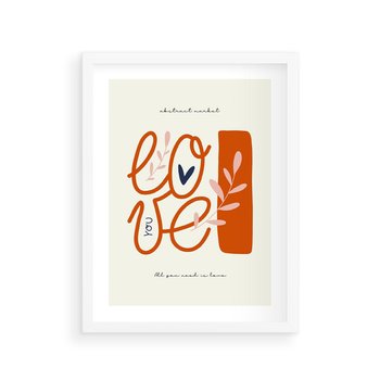 Plakat w ramie 30x40 - Pastelowa Siła Miłości - miłość, love - rama biała