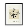 Plakat w ramie 50x70 - Malowane szkicowe tęsknoty - kwiaty, typografia - rama czarna