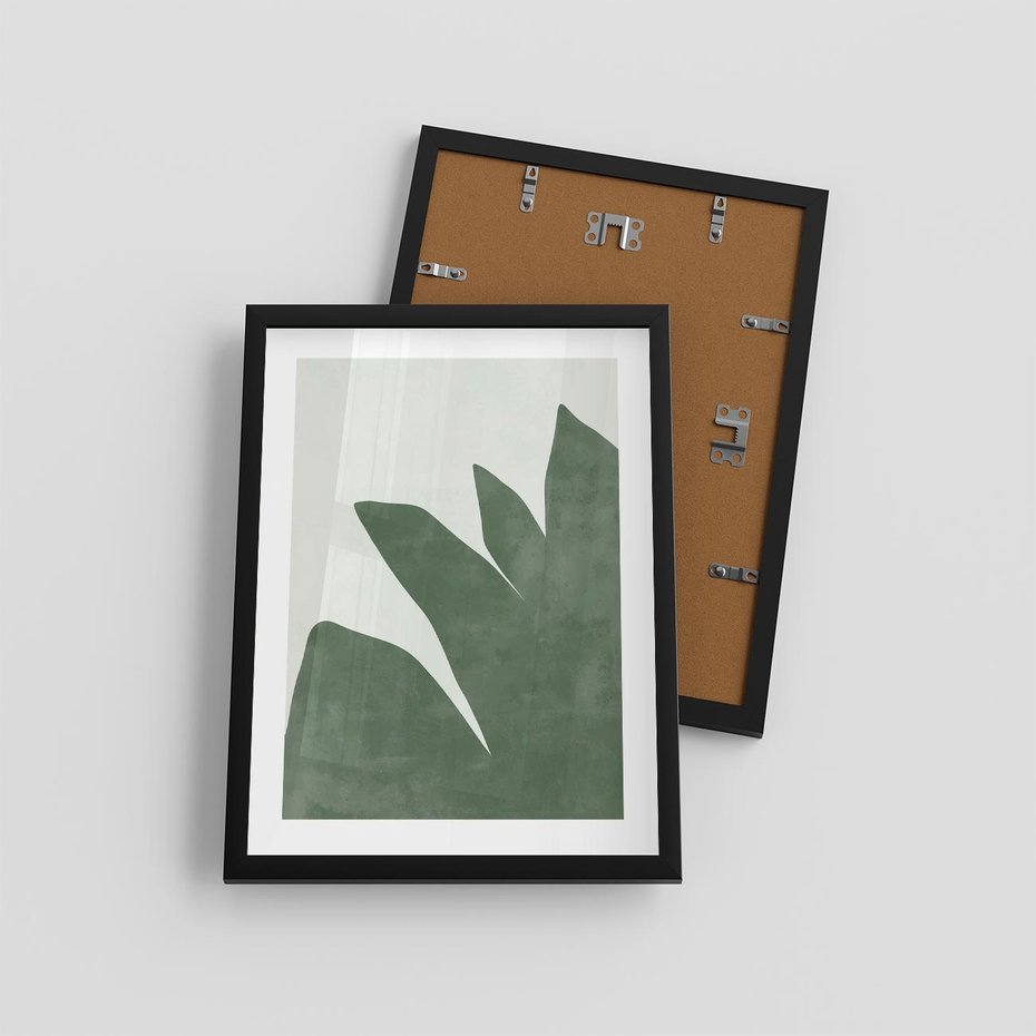 Plakat w ramie 30x40 - Oaza Harmonii - abstrakcyjny kształt, zielony plakat - rama czarna