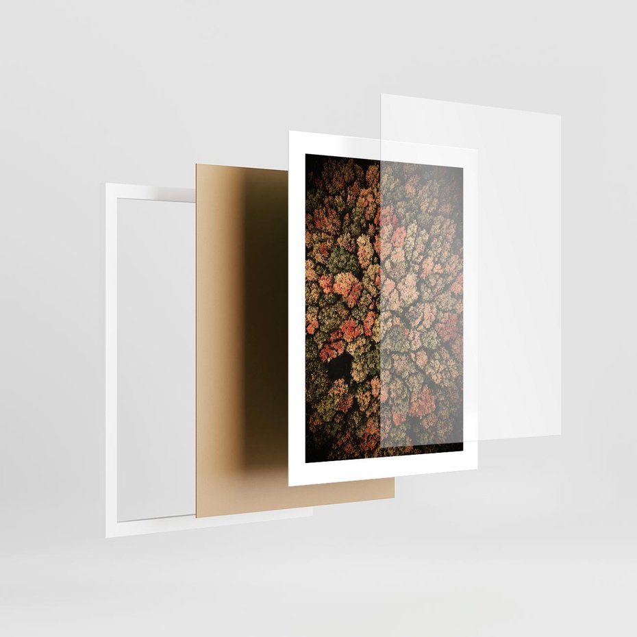 Plakat w ramie 30x40 - Jesień z Lotu Ptaka: Malowniczy Las - las jesienią z lotu ptaka - rama biała