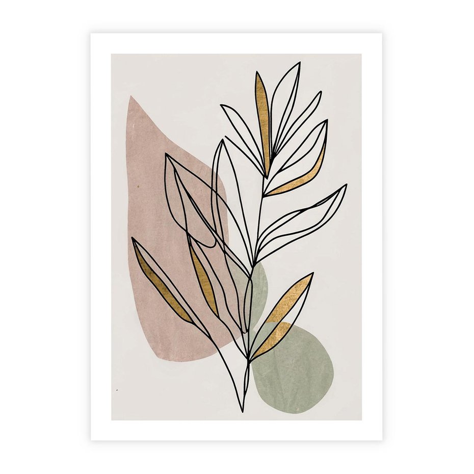 Plakat bez ramy 30x40 - Impulsy Subtelnej Harmonii - abstrakcyjny obraz boho, liście