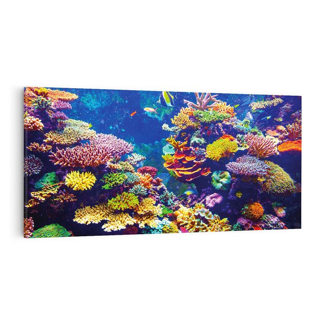 Obraz na płótnie 100x50 - Podwodne Zaczarowanie - kolorowa rafa koralowa, ukwiały