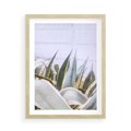 Plakat w ramie 50x70 - Sukulentowe liście - liście, sukulenty - rama drewno