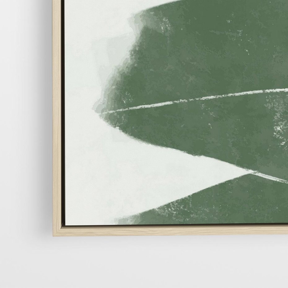 Obraz w ramie 50x50 - Zielone Refleksje - abstrakcja, zgaszony zielony kolor - rama drewno