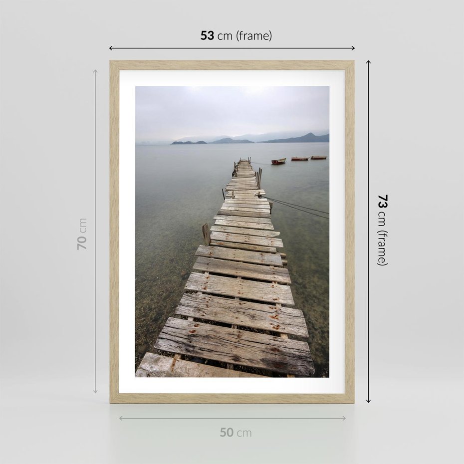 Plakat w ramie 50x70 - Jeziorne Refleksje - pomost, jezioro - rama drewno