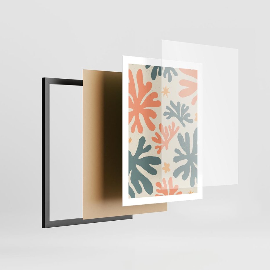 Plakat w ramie 50x70 - Boho Wybuch - boho formy, kształty - rama czarna