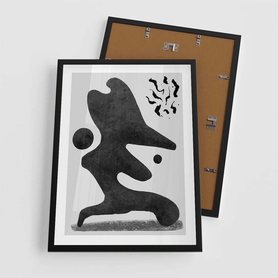 Plakat w ramie 50x70 - Abstrakcja w Monochromii - nowoczesna grafika, abstrakcja - rama czarna