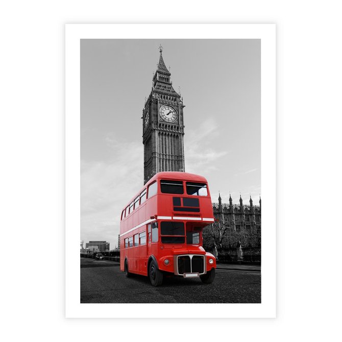 Plakat bez ramy 30x40 - Autobusy w tętniącym życiem Londynie - Londyn, autobus