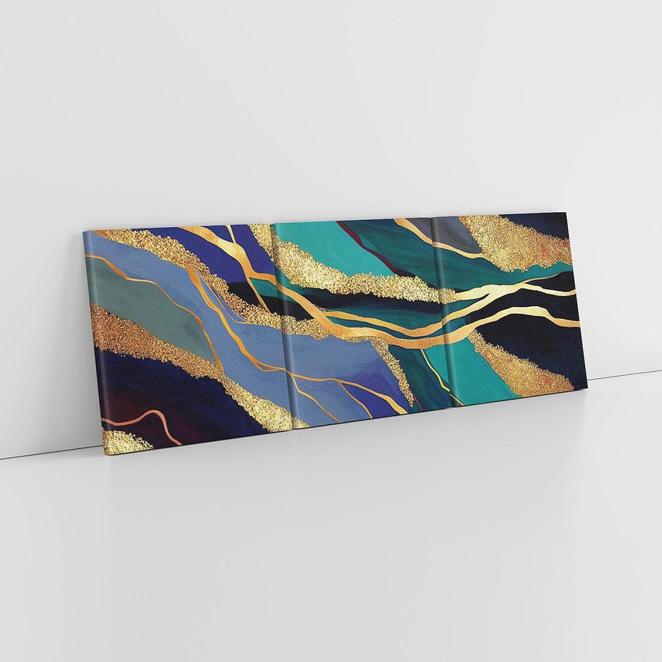 Obraz na płótnie 120x40 - Sztorm malarskich emocji - marmur, abstrakcyjna grafika