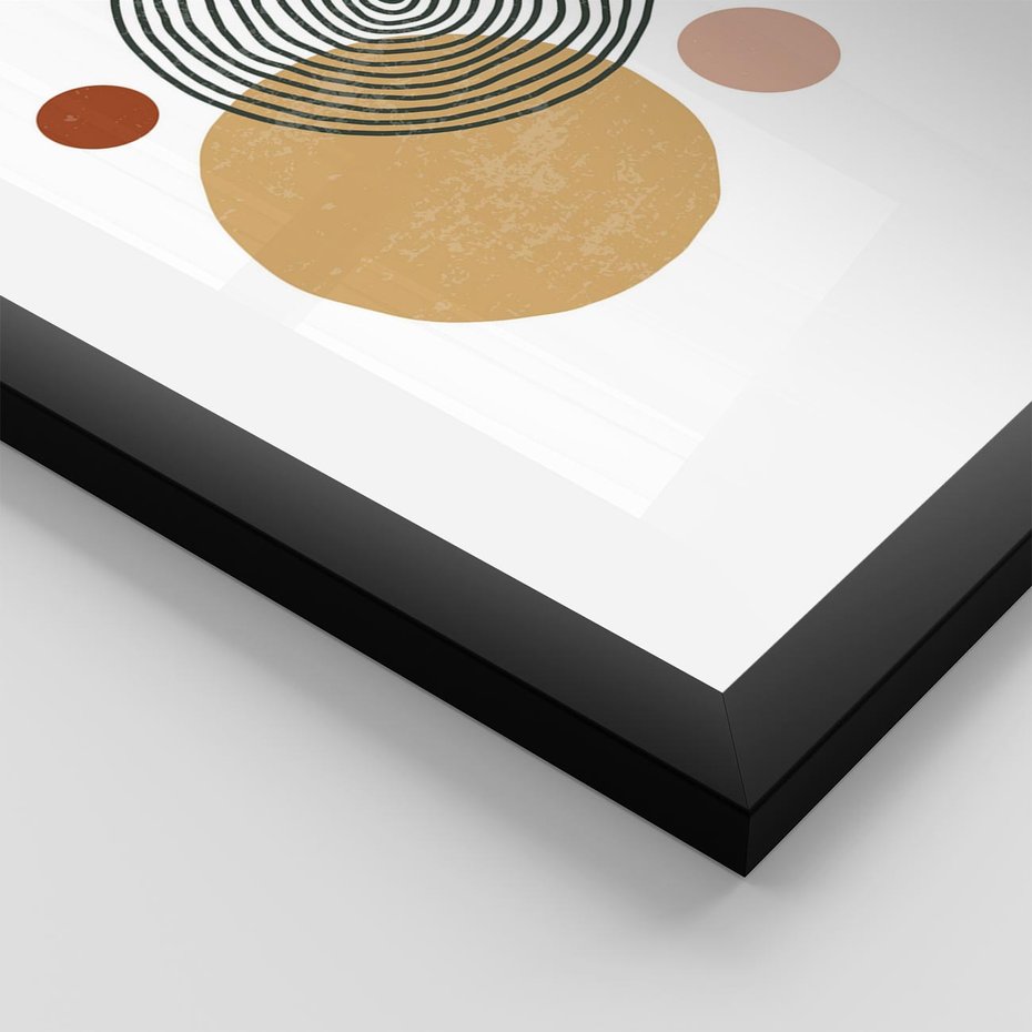 Plakat w ramie 40x50 - Wewnętrzne Formy - koła okręgi, abstrakcyjna nowoczesna sztuka - rama czarna