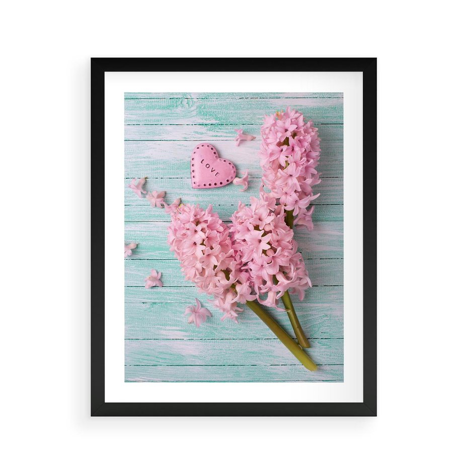 Plakat w ramie 40x50 - Hiacynty w Kwiatowej Kompozycji - hiacynty, kwiaty - rama czarna
