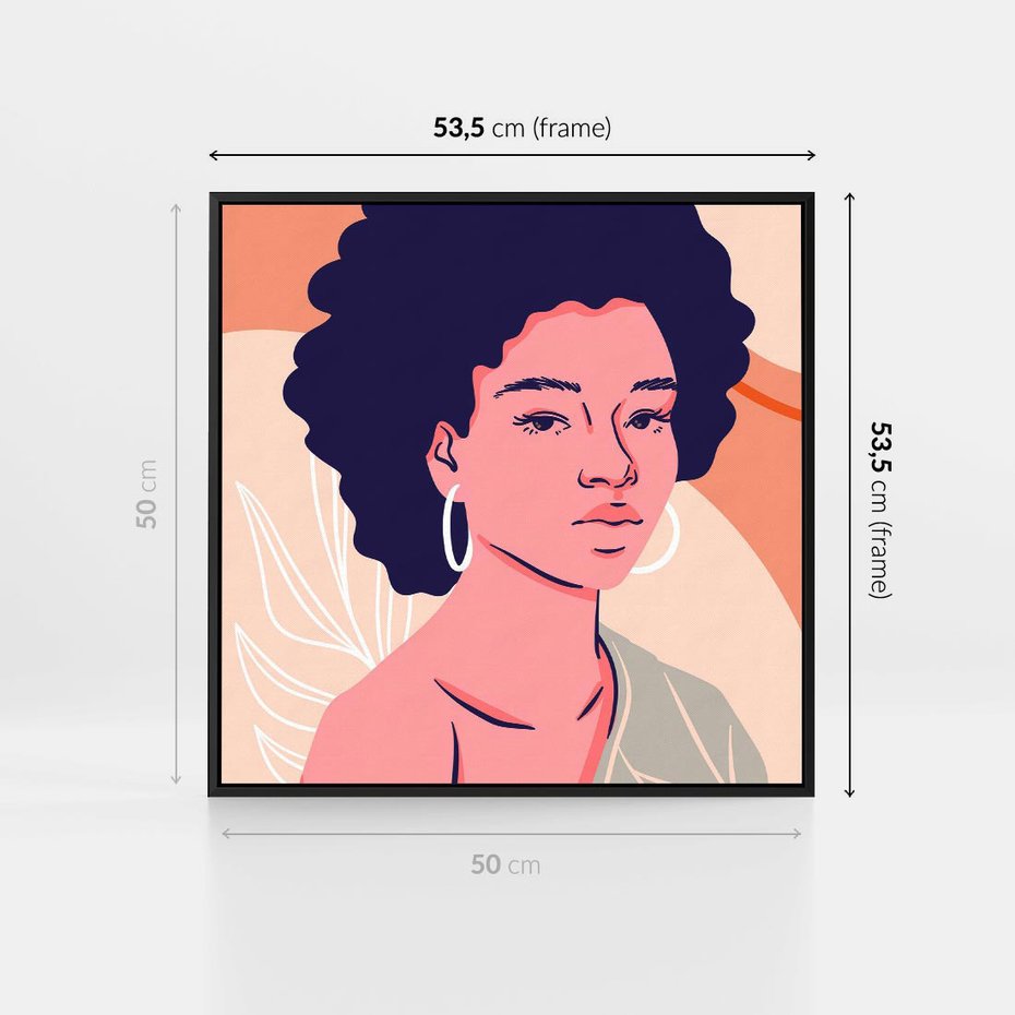 Obraz w ramie 50x50 - Kobiecy Kształt Świata - nowoczesny plakat, styl retro - rama czarna