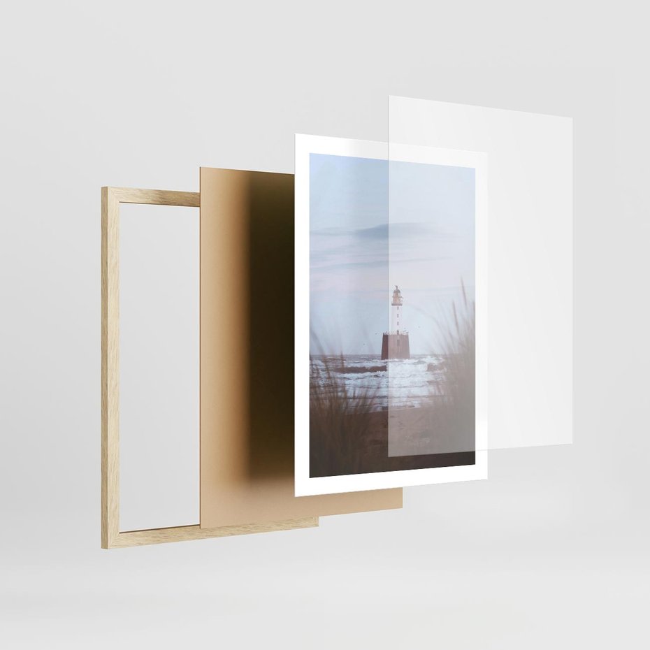 Plakat w ramie 50x70 - Magiczna Aura - latarnia, mgła - rama drewno