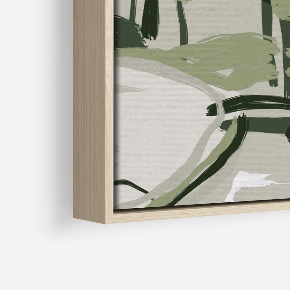 Obraz w ramie 50x50 - Leśny Zakątek - pastelowy krajobraz, nowoczesny plakat - rama drewno