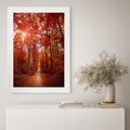 Plakat w ramie 50x70 - Magia jesiennego lasu - las, jesień - rama biała