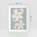Plakat w ramie 30x40 - Błękit Kwiatów - kwiaty, nowoczesne i minimalistyczne - rama biała