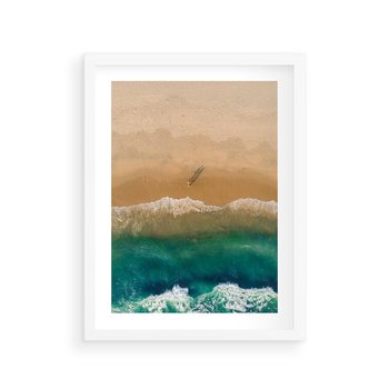 Plakat w ramie 30x40 - Nadbrzeżna Harmonia - plaża, morze - rama biała