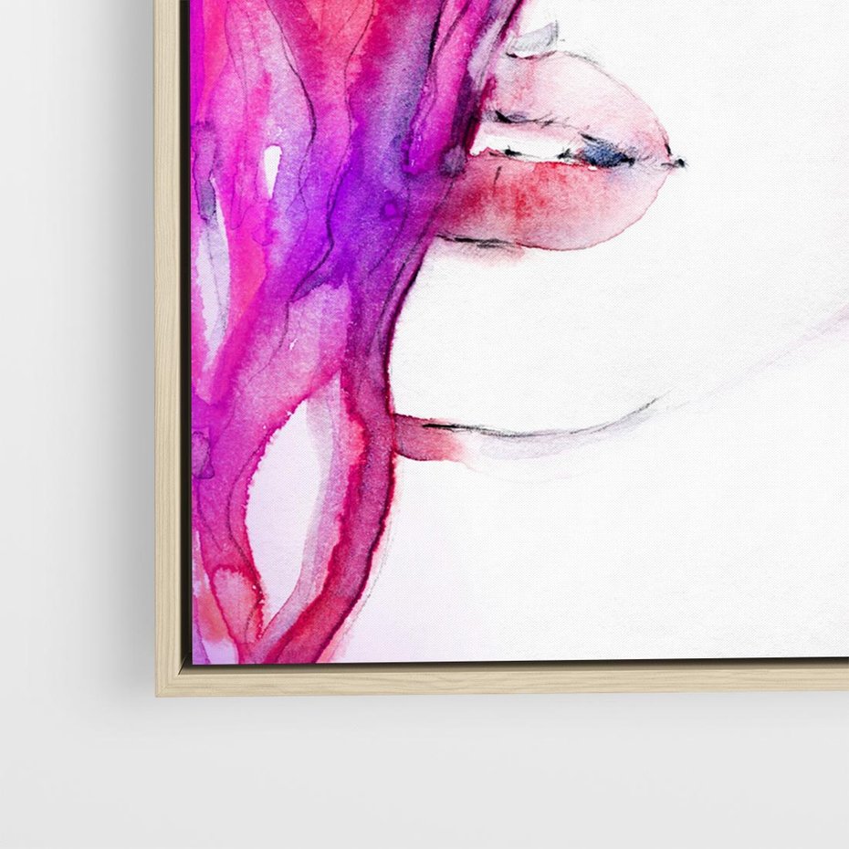 Obraz w ramie 80x80 - Kobieta Twarz Abstrakcja - kobieta, twarz - rama drewno