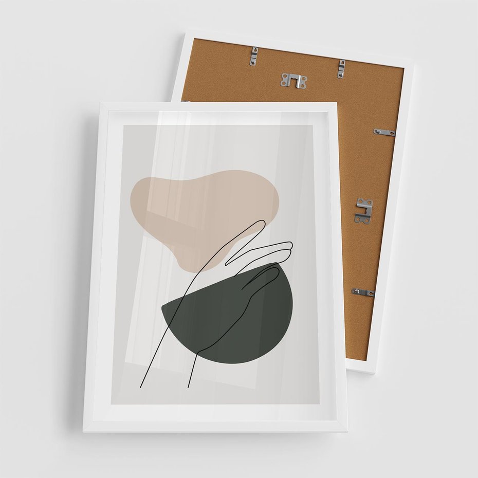 Plakat w ramie 50x70 - Rozkwitająca Opowieść - szkic jedną linią, one lone - rama biała