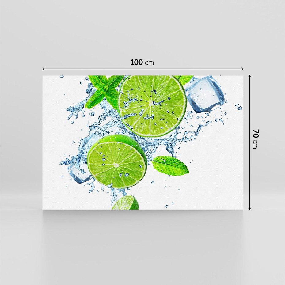 Obraz na płótnie 100x70 - Świeżość limonek w wodzie - limonki, woda