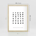 Plakat w ramie 30x40 - Boho Sztuka Wolości - minimalistyczny plakat, czarne kropki na białymtle - rama drewno