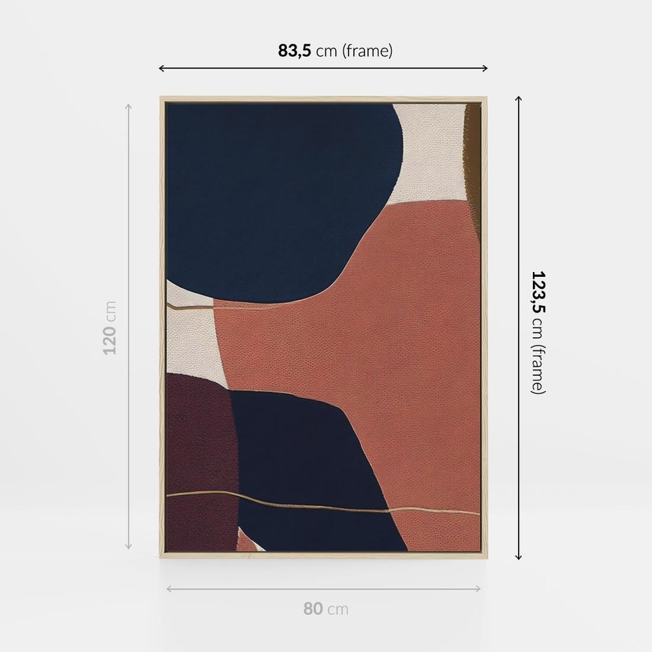 Obraz w ramie 80x120 - Abstrakt Marsala - nieregularne plamy, kształty - rama drewno