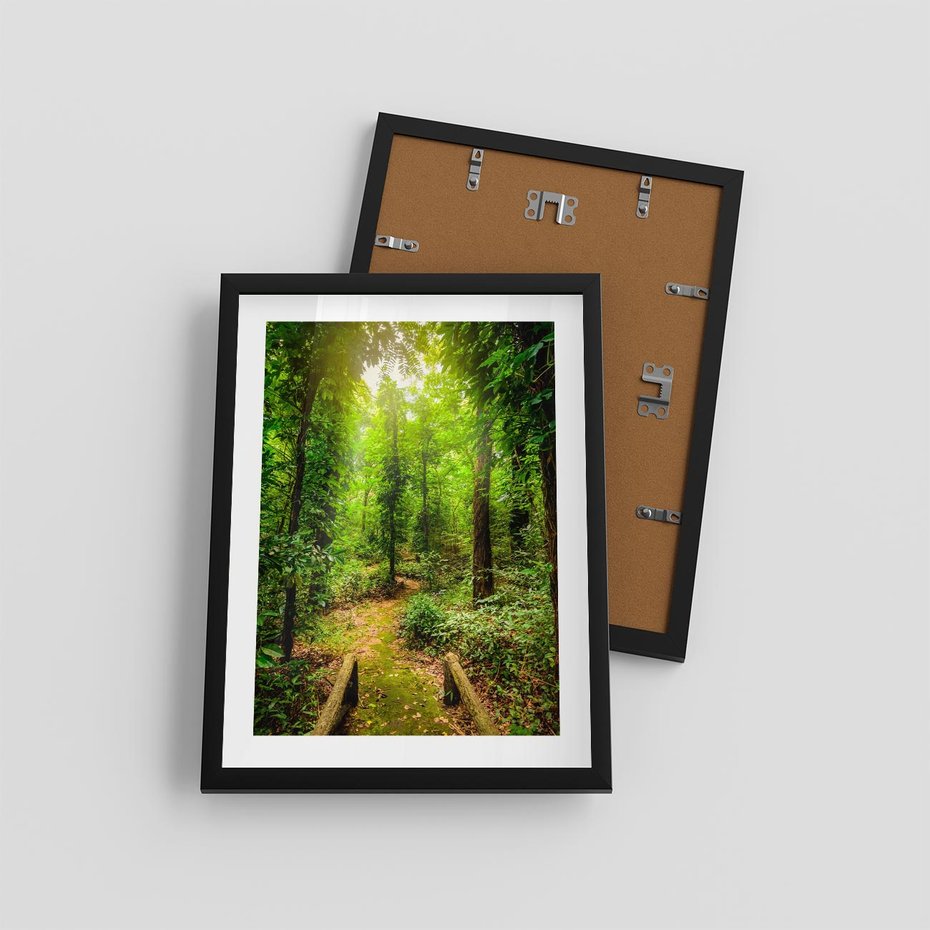 Plakat w ramie 30x40 - Współistnienie z naturą - drzewa, las - rama czarna