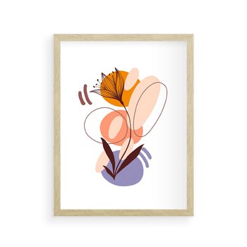 Plakat w ramie 40x50 - Kwiatowa Impresja - abstrakcyjna sztuka, plamy - rama drewno