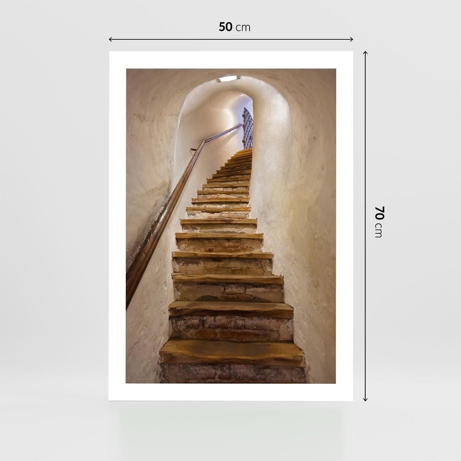 Plakat bez ramy 50x70 - Schody Wymiarów - schody, tunel