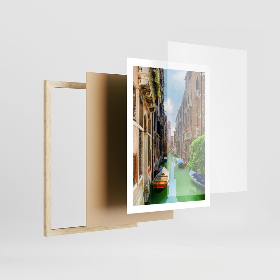 Plakat w ramie 50x70 - Wenecja: romantyczne miasto wodnych dróg - Wenecja, Włochy - rama drewno