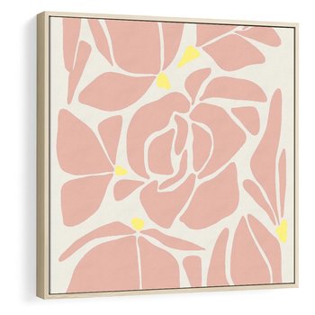 Obraz w ramie 80x80 - Rozplątane Akwarelowe Formy - abstrakcyjne boho kwiaty, kompozycja - rama drewno