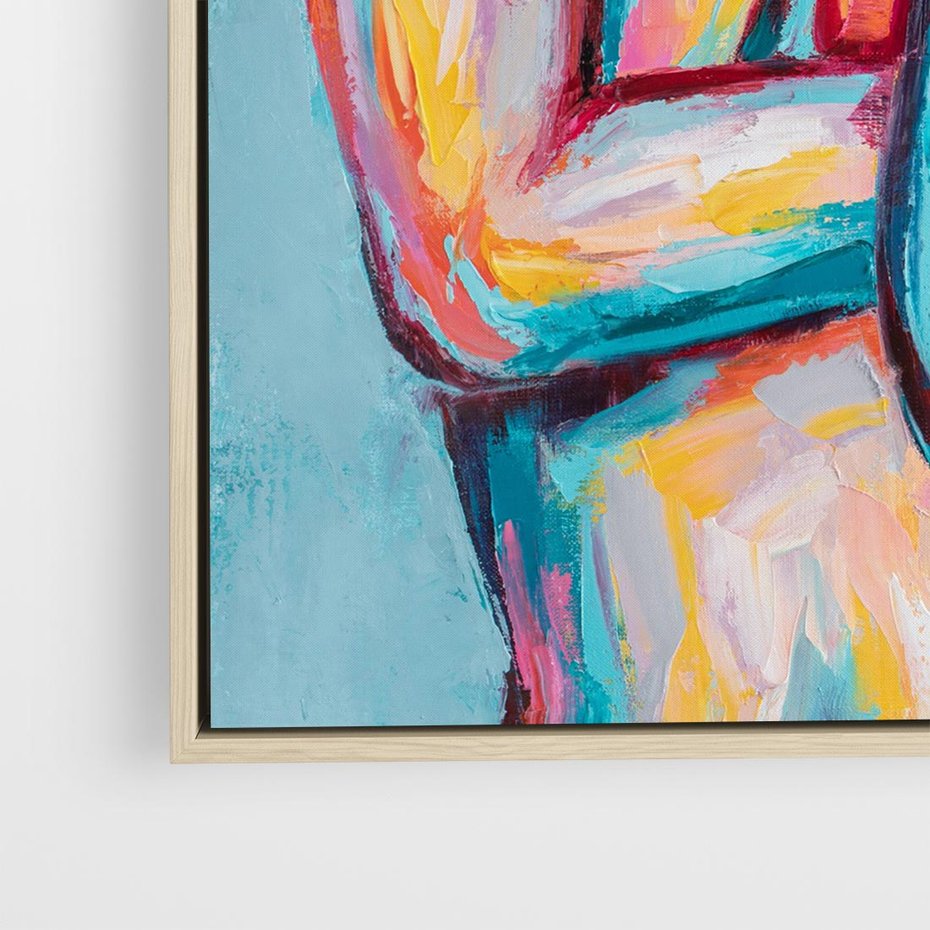 Obraz w ramie 50x50 - Nagie Natchnienie - obraz olejny, naga kobieta - rama drewno