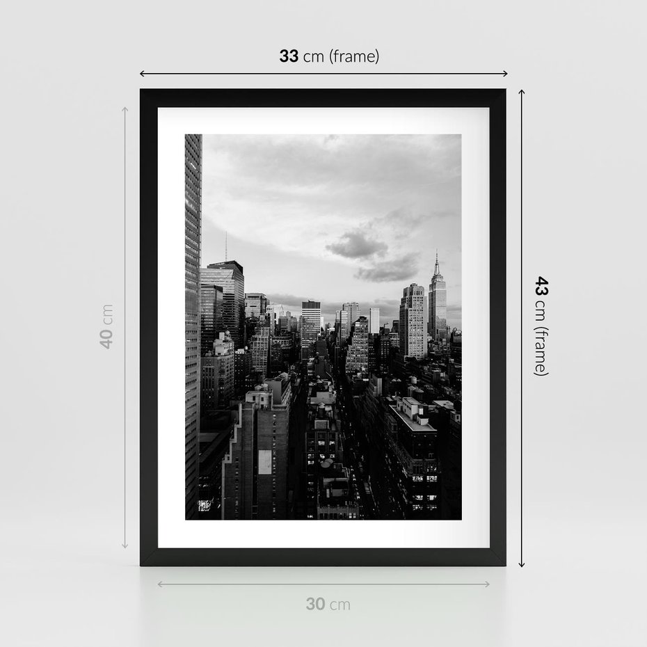Plakat w ramie 30x40 - Wibracje Miejskiego Życia - miasto, wieżowce - rama czarna