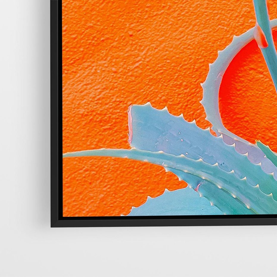 Obraz w ramie 100x70 - Naturalna Harmonia - kaktusy, liście - rama czarna