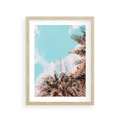 Plakat w ramie 30x40 - Wakacyjny Raj - palmy, wysokie budynki - rama drewno